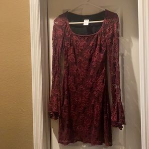 Guess collection, burgundy lace fitted dress , size 2